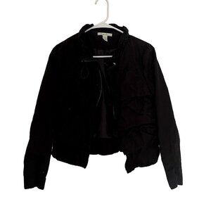 Kenneth Cole New York black frilled statement metallic bomber jacket warm fall
